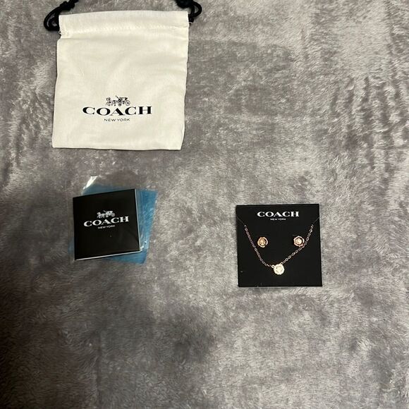 Coach Rose Gold Earrings and Necklace set - Picture 1 of 4